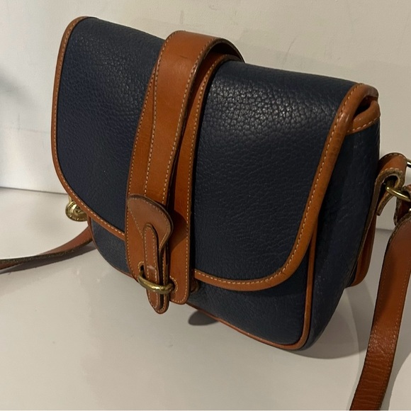 Dooney & Bourke Leather Crossbody Bag Navy Brown Vintage Style Designer Handbag - Picture 8 of 15